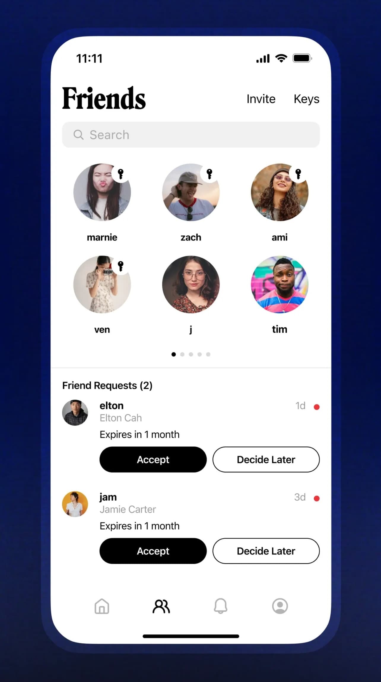 The Retro friends tab